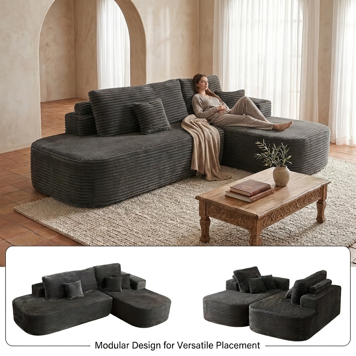 106 modular sectional sofa boneless couches living room deep - Temu