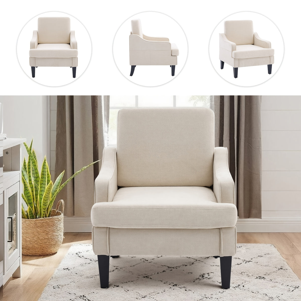 century modern armchair plush padded accent chair   - Temu