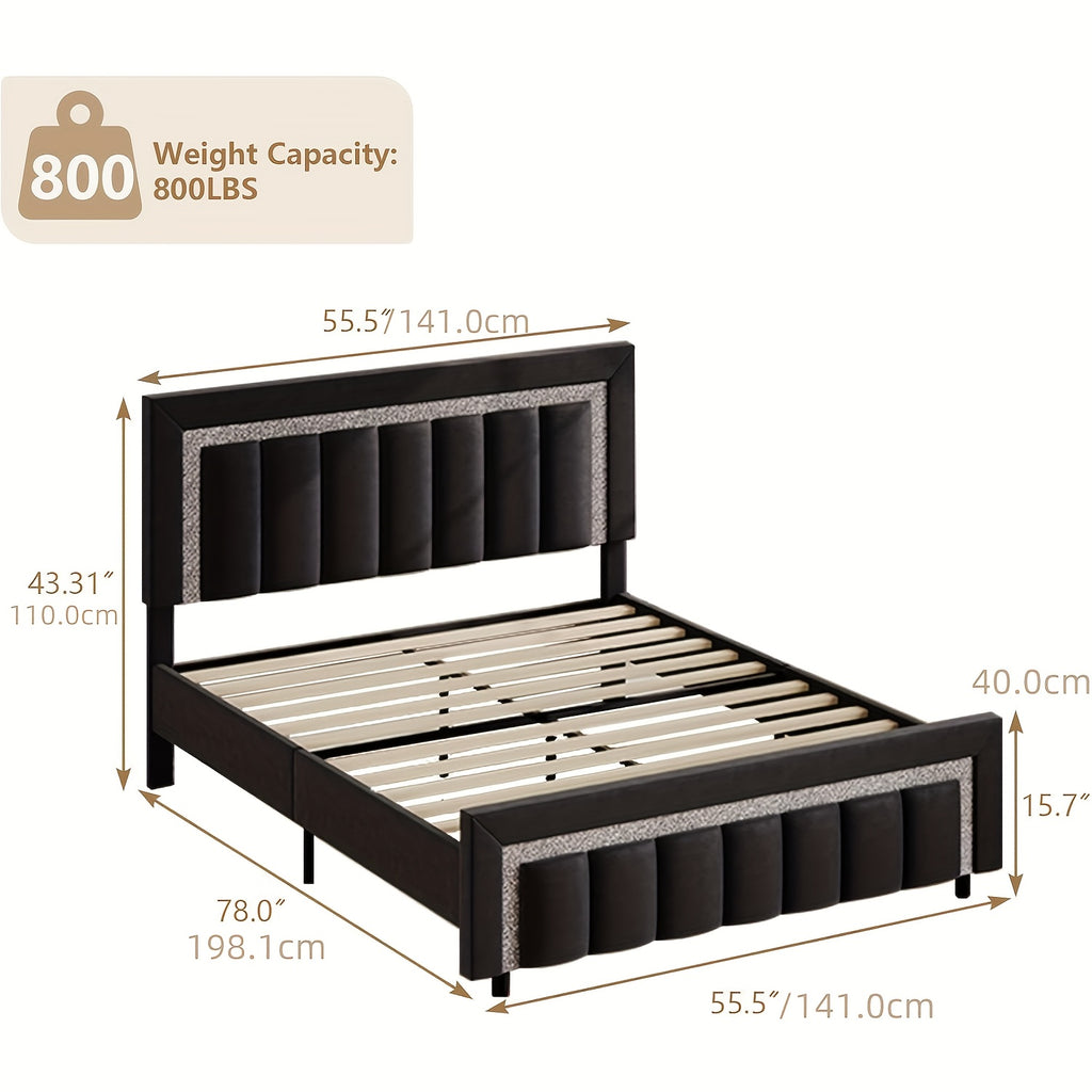twin full queen size bed frame black velvet upholstered bed - Temu