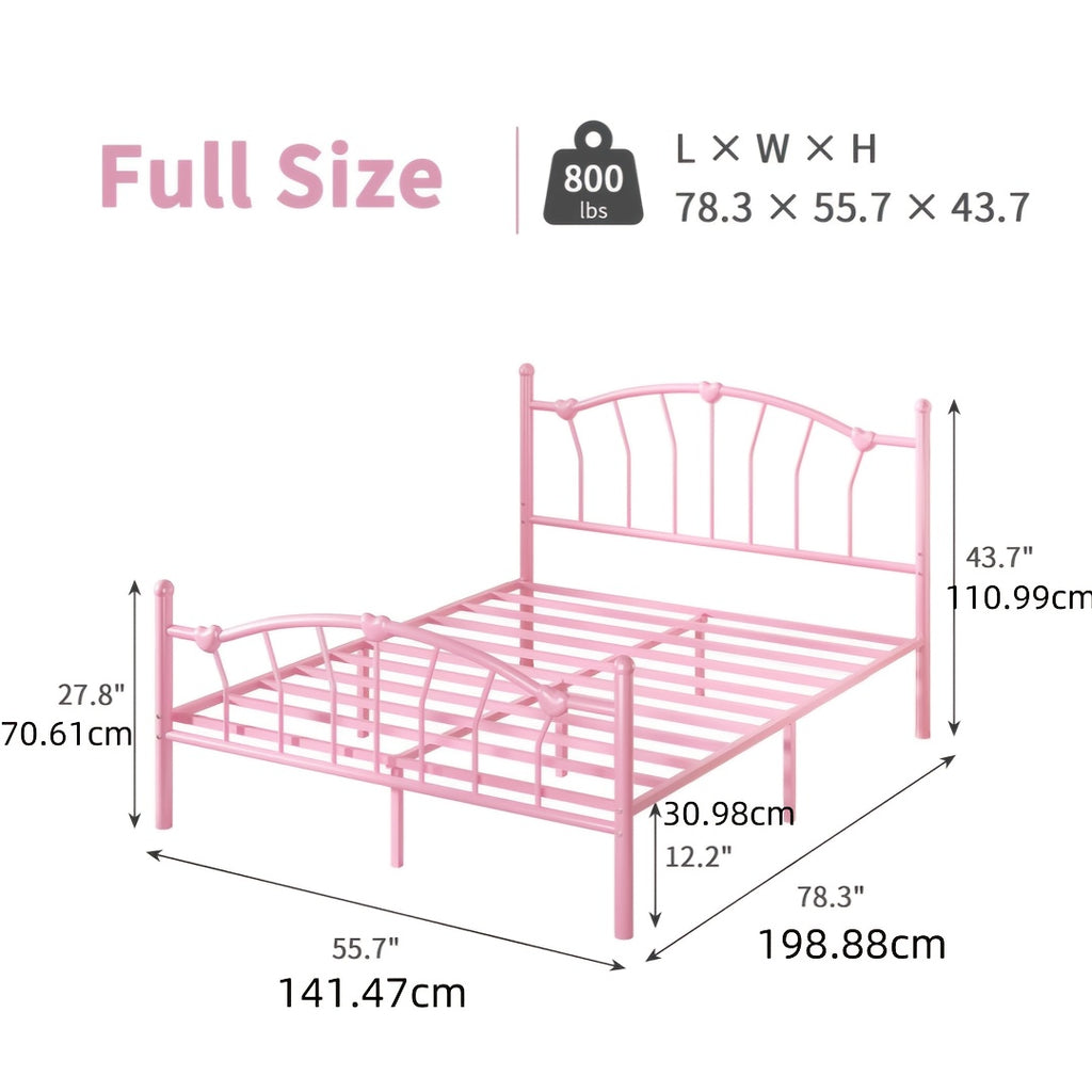 twin full queen size metal bed frame heart shaped headboard - Temu