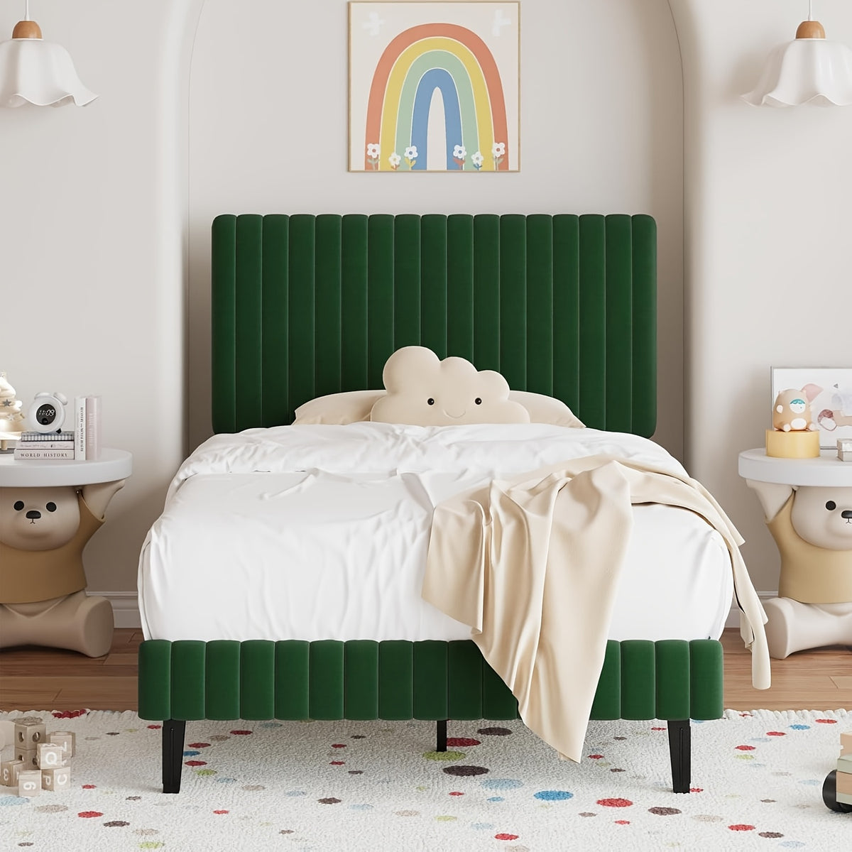 twin full queen king size bed frame velvet upholstered - Temu