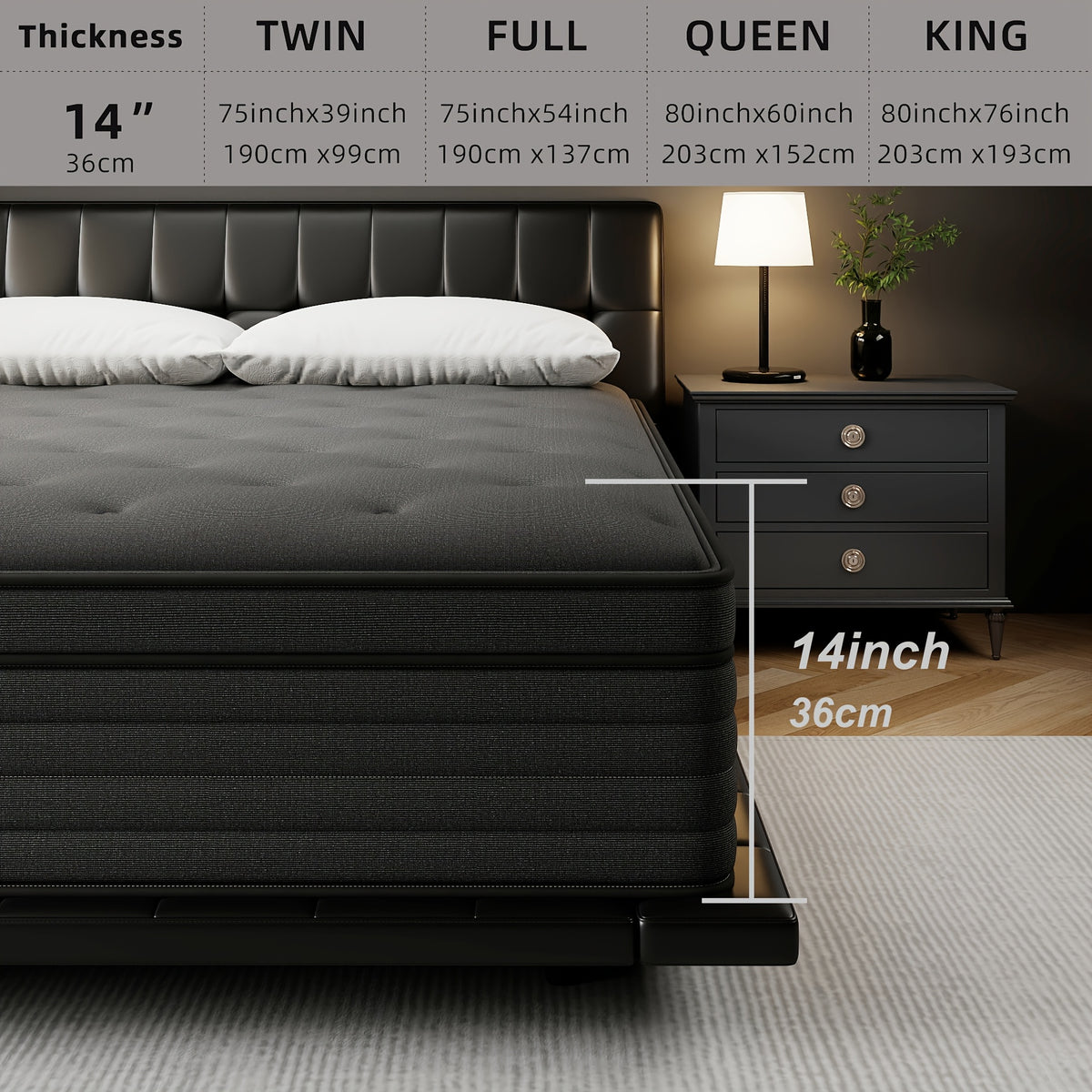 10 12 14 inch full queen king size   memory foam pocket - Temu