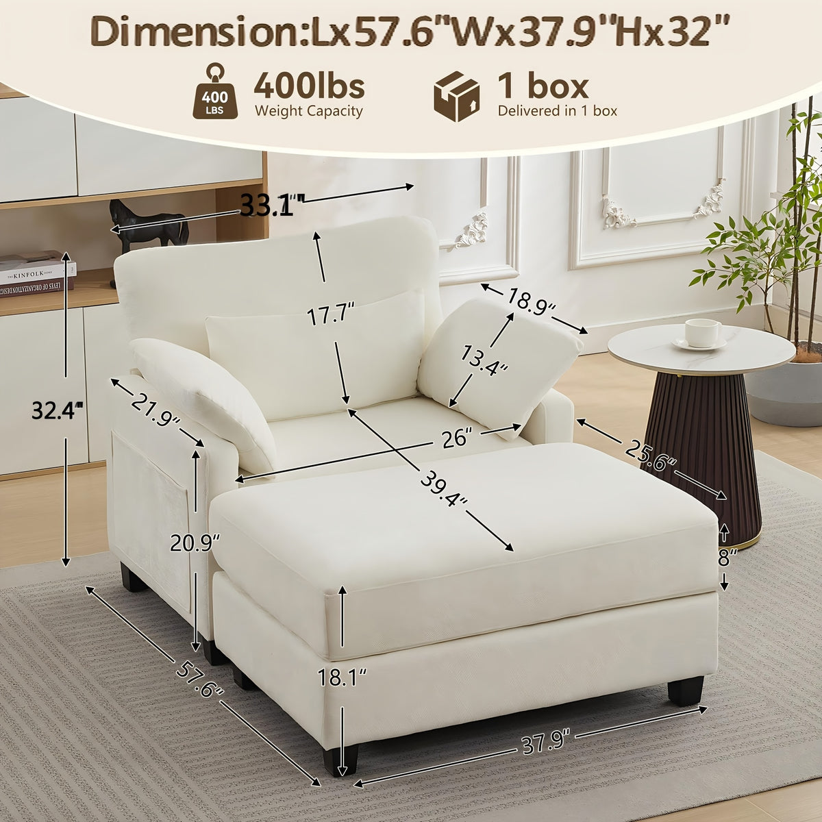 57 5 oversized chaise lounge   indoor white reading - Temu