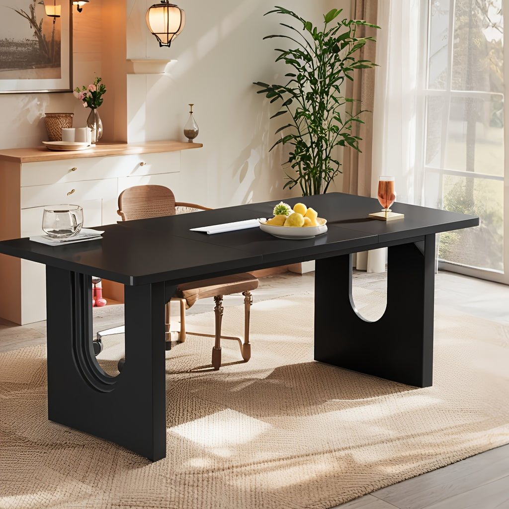71 wooden modern dining table rectangular table 6 people - Temu