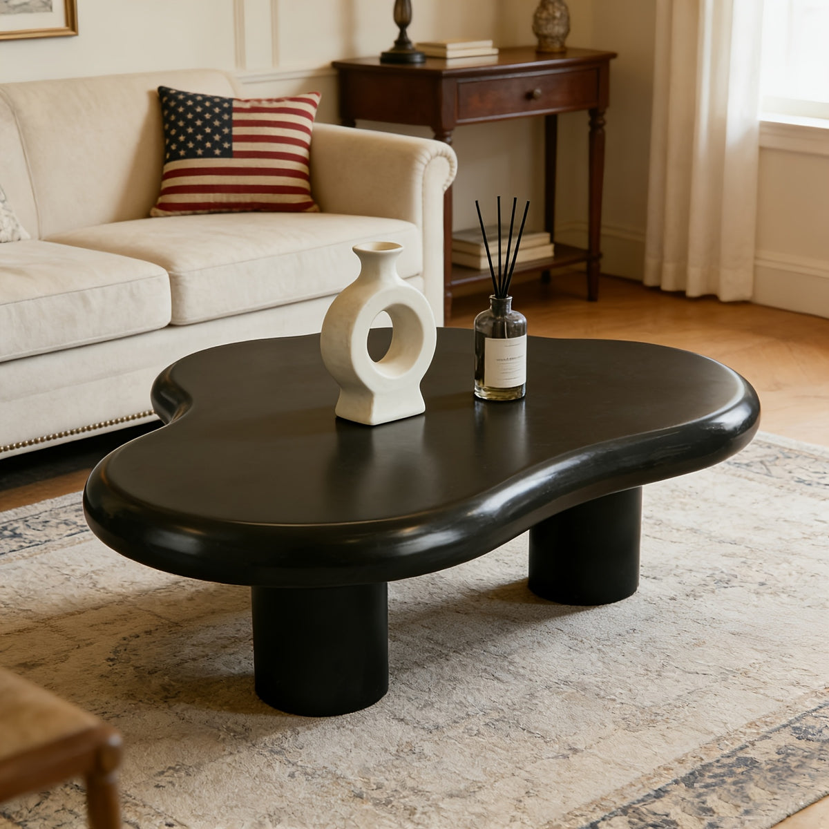 39 37   shaped coffee table 27 56 w cream irregular - Temu