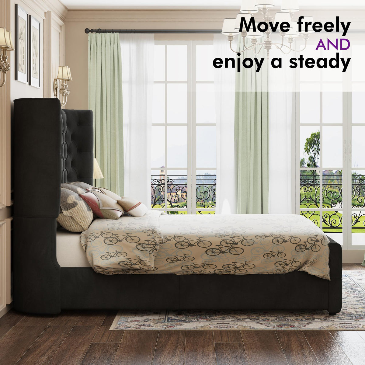 luxury upholstered platform bed frame 49 tall tufted - Temu
