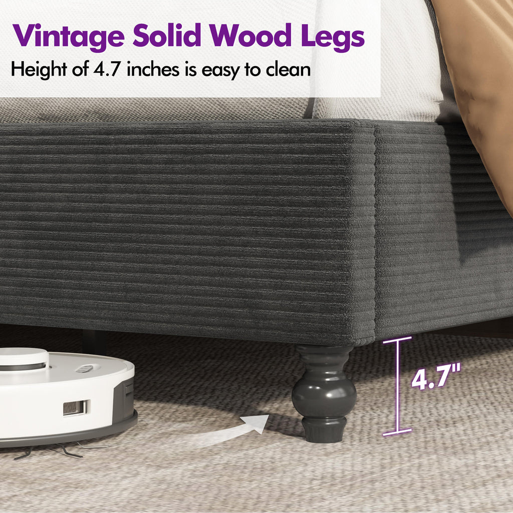 corduroy upholstered bed frame tall wingback - Temu