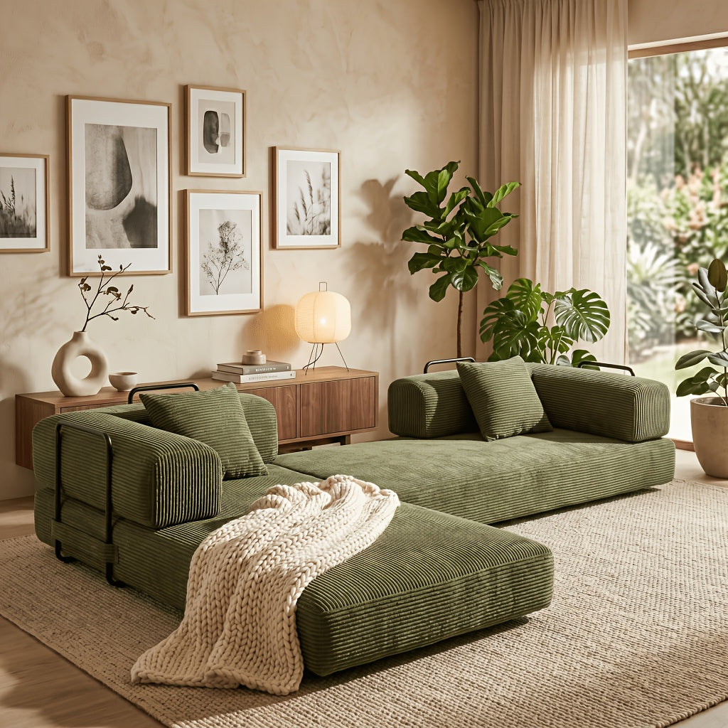 112 inch multi seat cloud like frameless sofa corduroy - Temu
