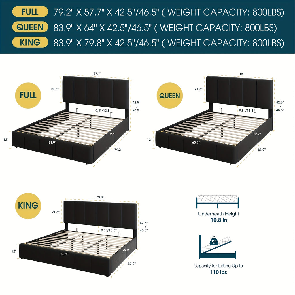 lift storage bed modern velvet upholstered headboard - Temu