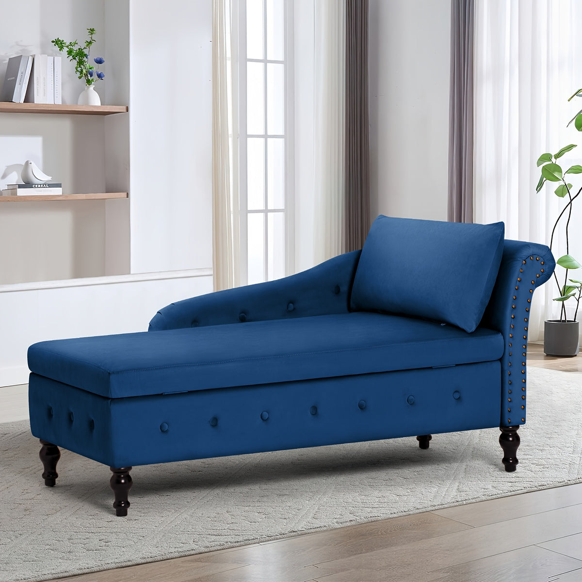 57 velvet upholstered storage chaise lounge pillow - Temu