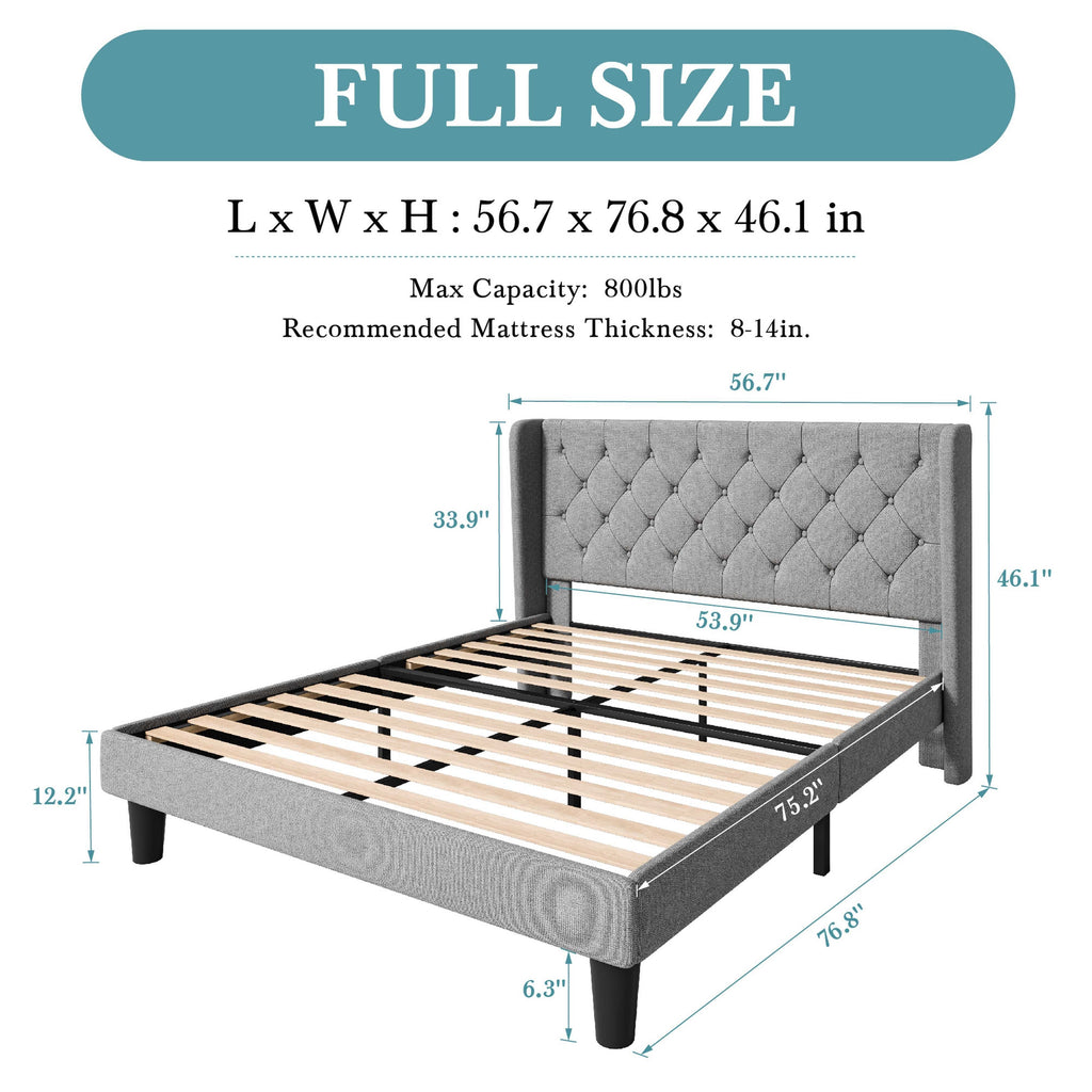 classic bed frame button tufted wingback headboard - Temu