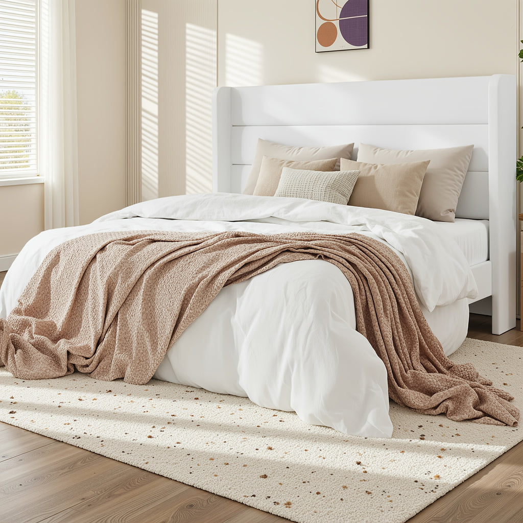 modern wingback platform bed frame velvet upholstered - Temu