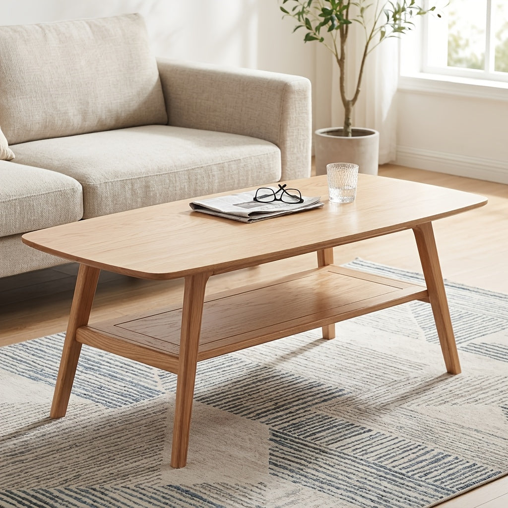 solid wood coffee table center table   storage shelf - Temu