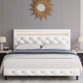 fultru modern bed frame led headboard adjustable tufted   - Temu