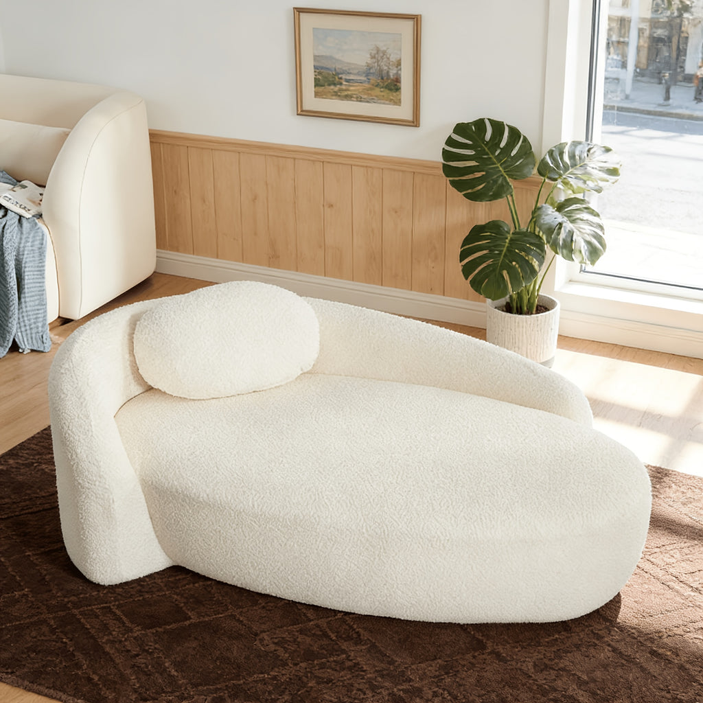 modern boucle oval floor sofa chair low profile   - Temu