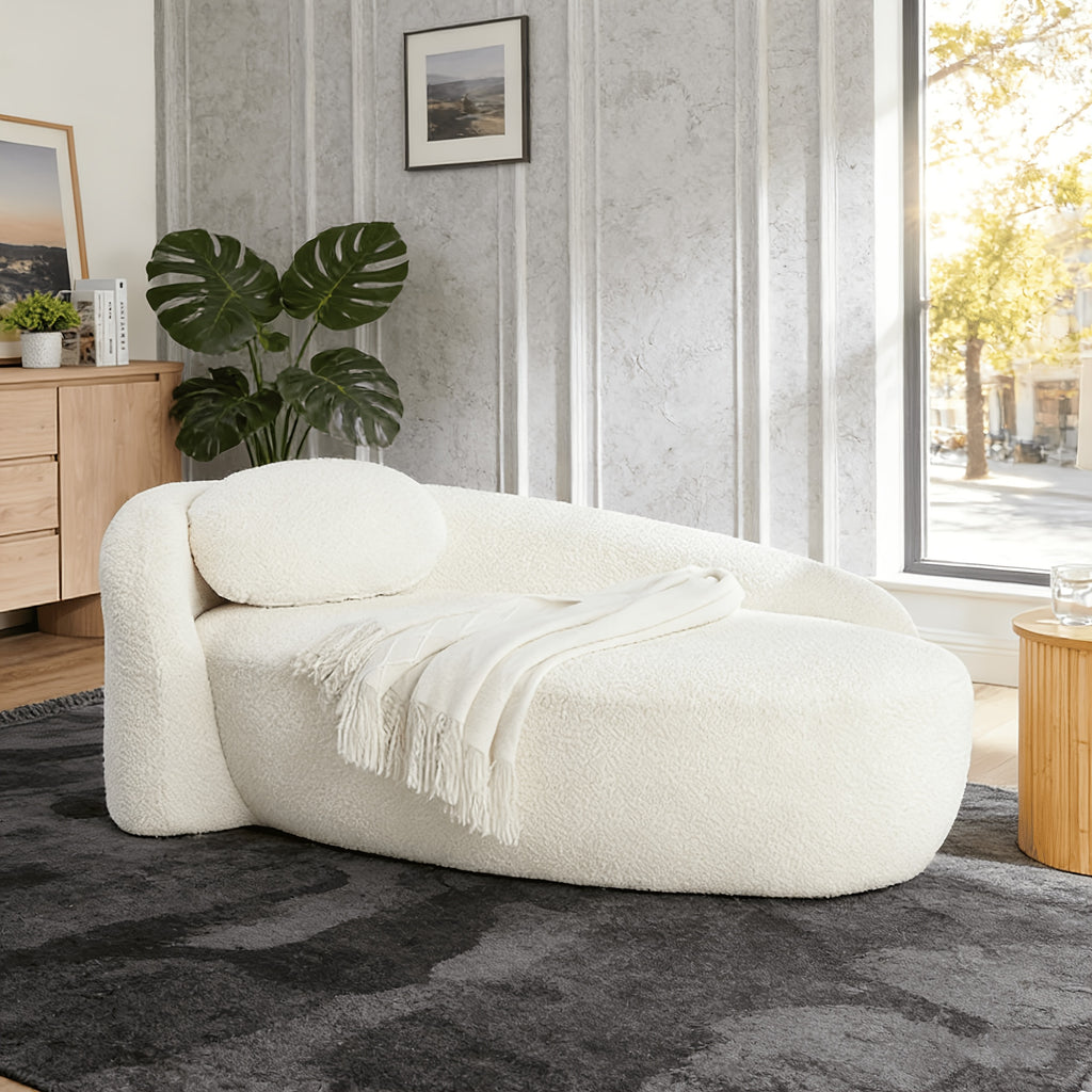 modern boucle oval floor sofa chair low profile   - Temu