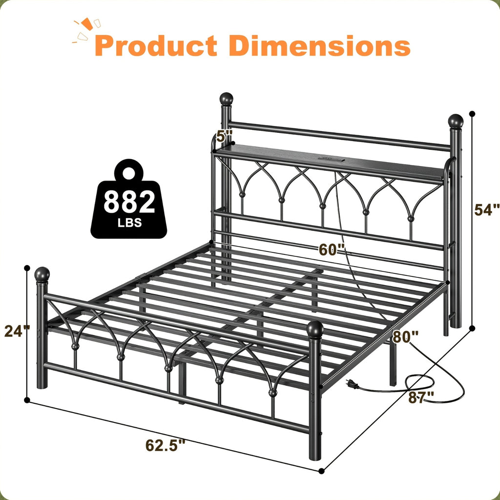 metal bed frame tall storage headboard   - Temu