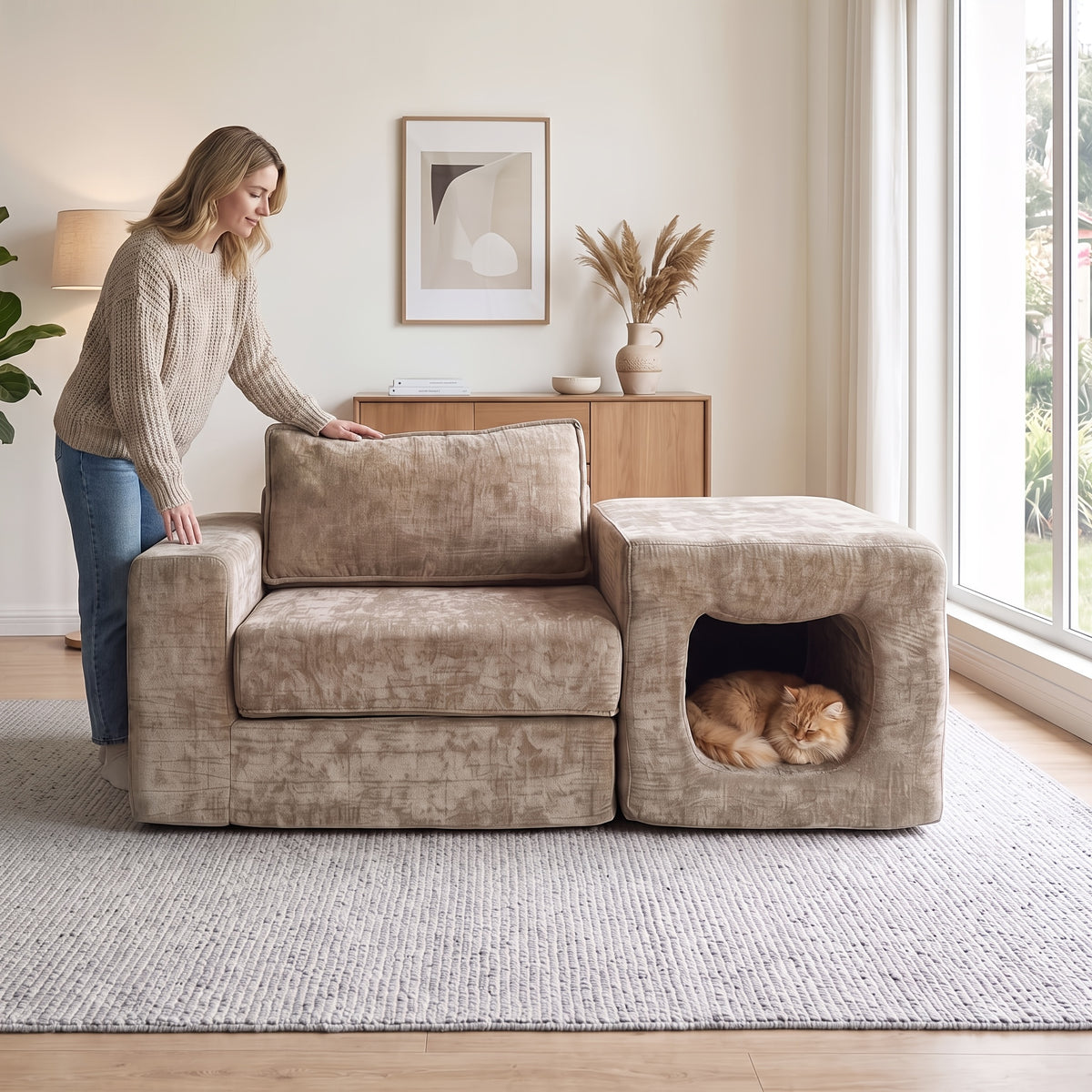 pet friendly chaise lounge chair built in cat house suitable - Temu