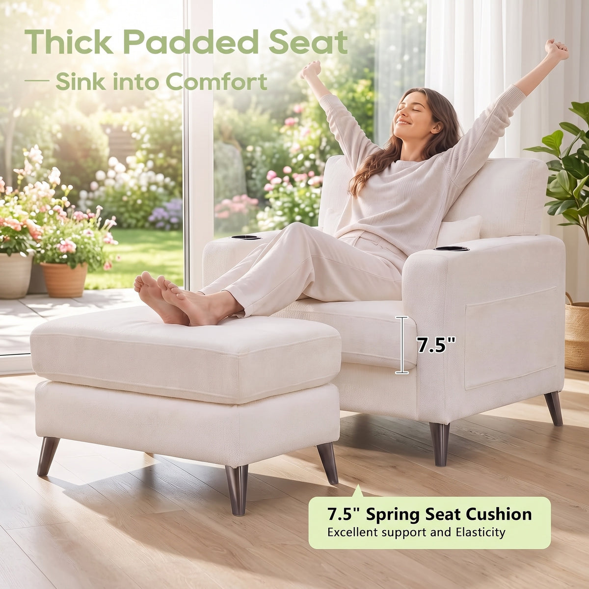 single sofa chair matching   ultra comfy chaise lounge - Temu