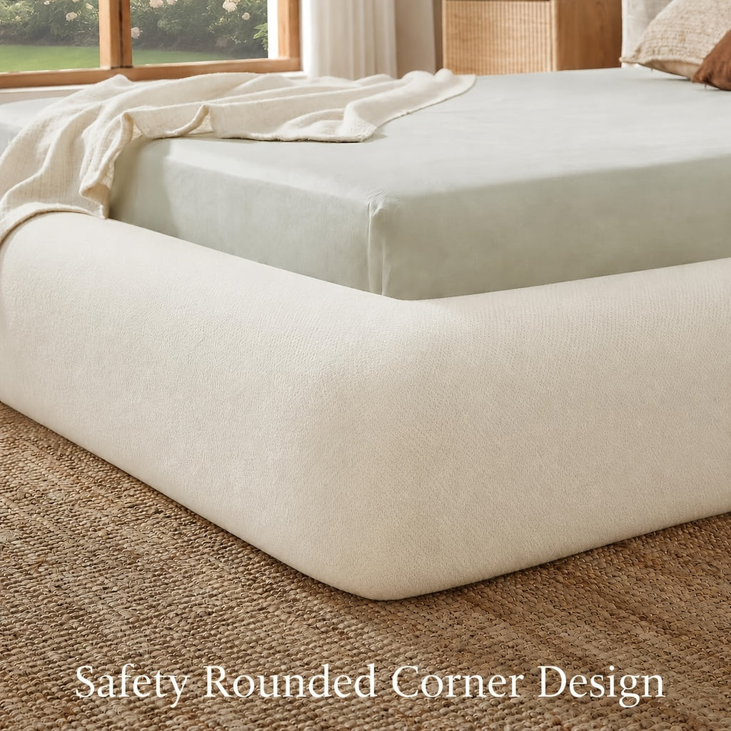 wingback upholstered platform bed frame 45 3 inch high - Temu