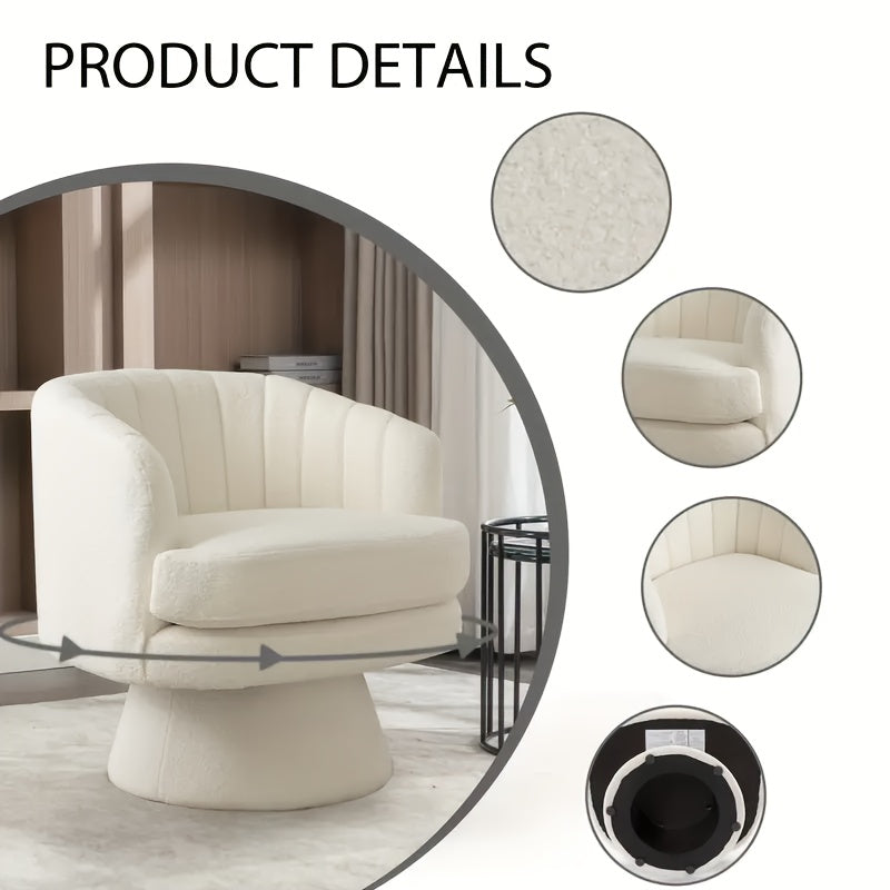 modern swivel   accent chair comfy sherpa upholstered - Temu