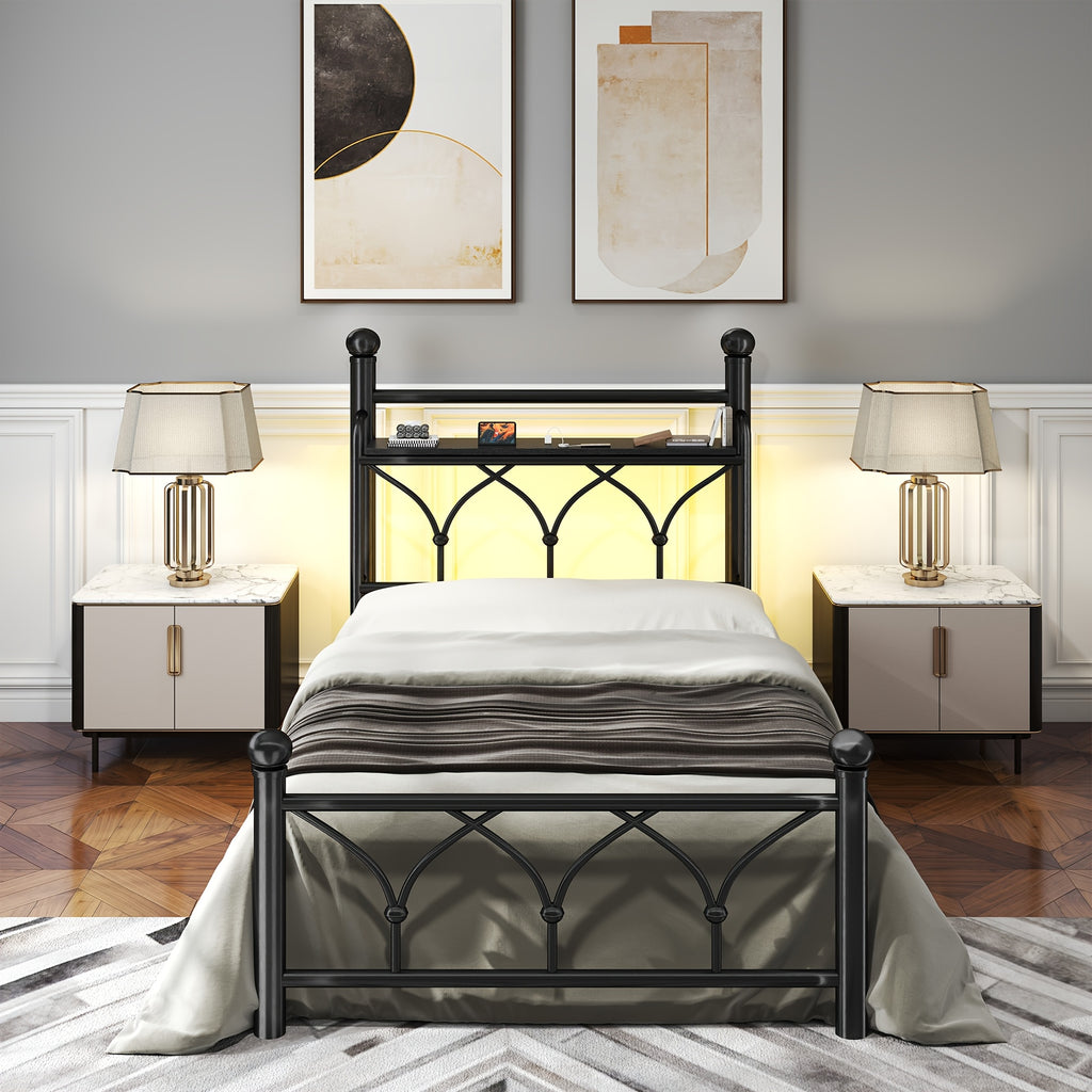 metal bed frame tall storage headboard   - Temu