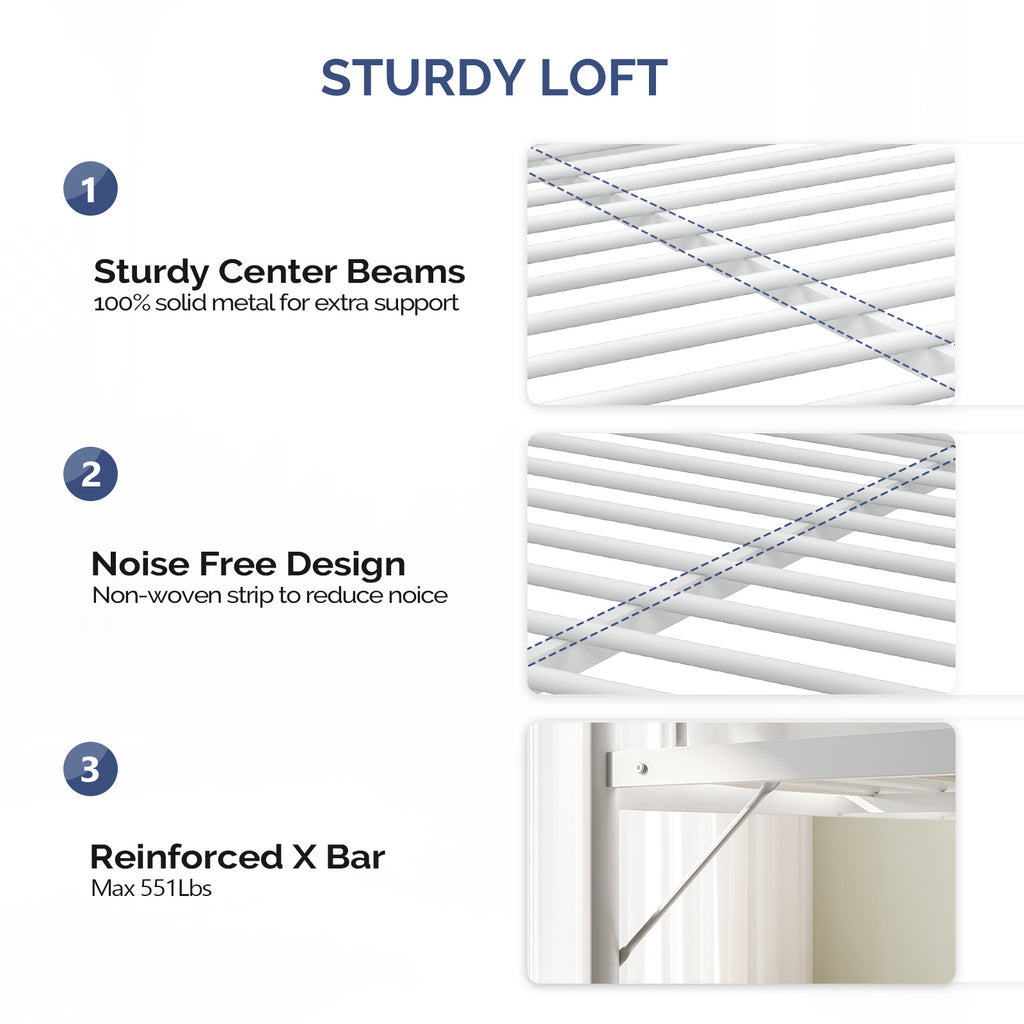 heavy duty loft bed   full size metal frame reinforced - Temu