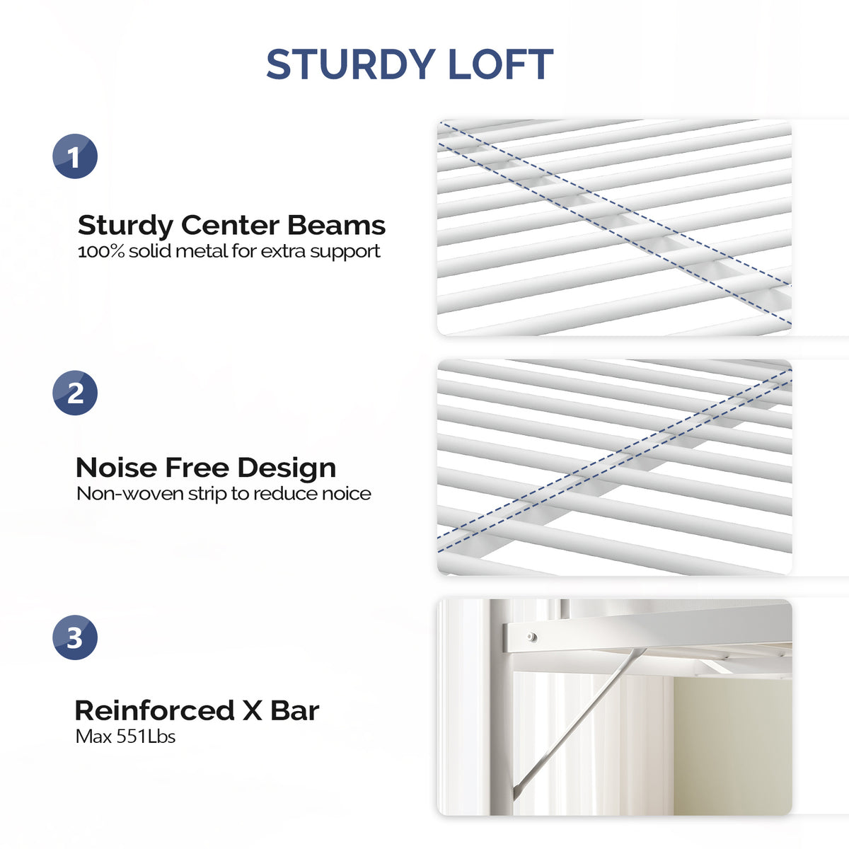 heavy duty loft bed   full size metal frame reinforced - Temu