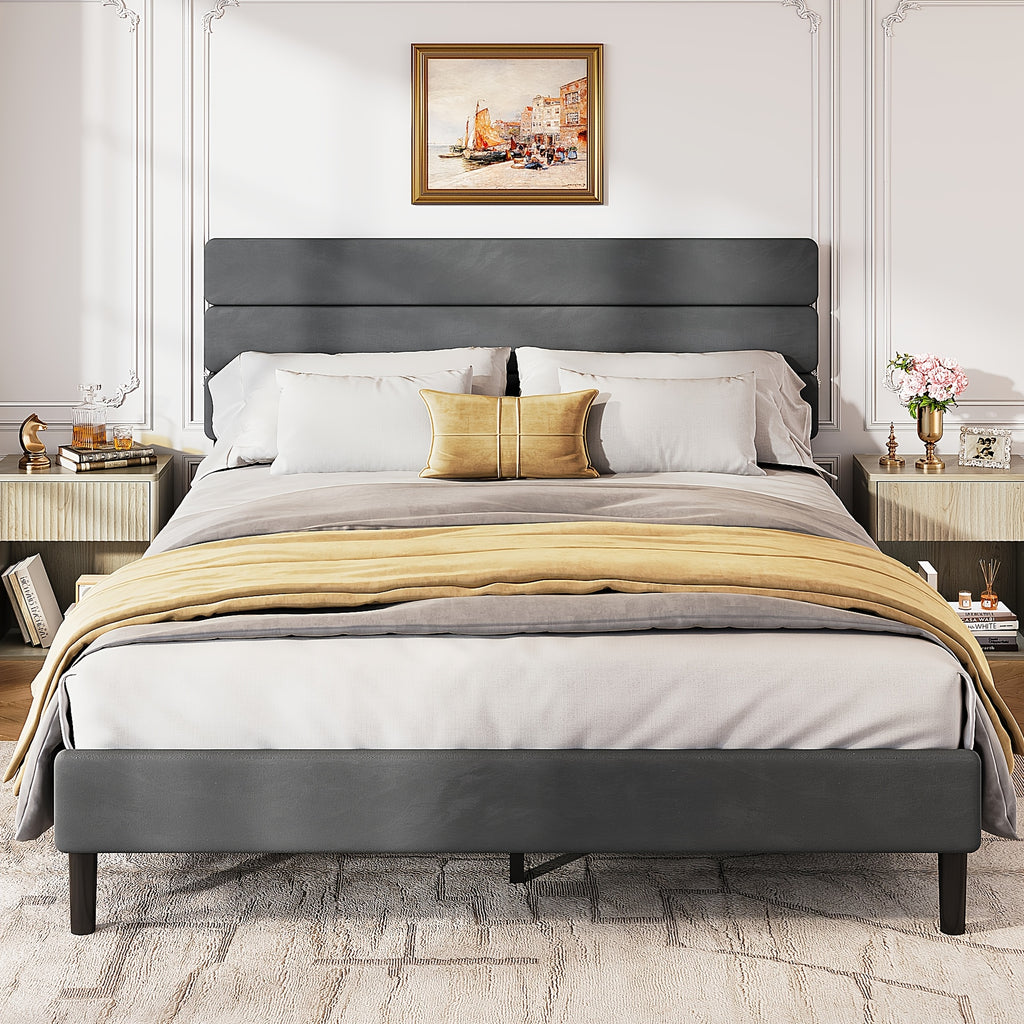 upholstered bed frame king size bed frame headboard platform - Temu