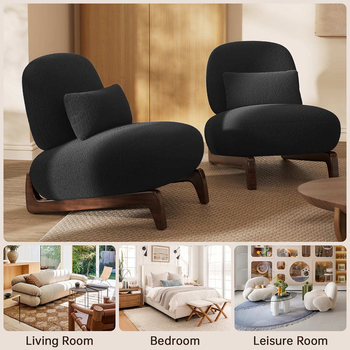 cloud boucle chairs modern accent chairs set 2 - Temu