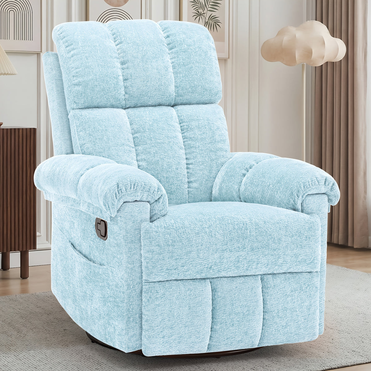 chenille manual swivel rocking chair comfortable fabric high - Temu