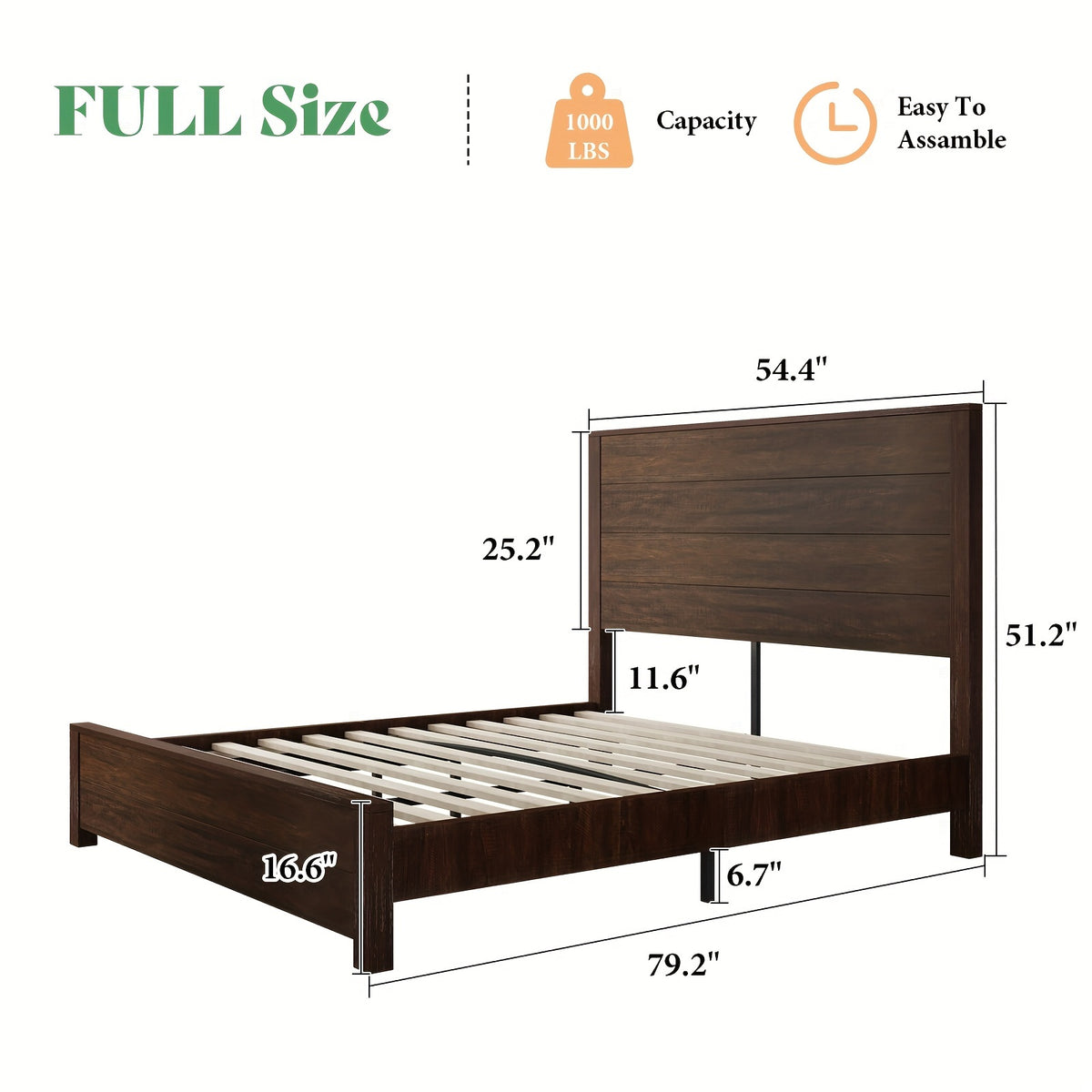 rustic solid wood platform bed frame spliced headboard noise - Temu