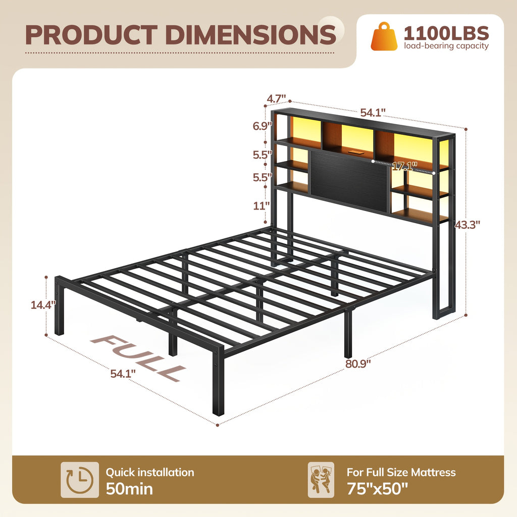 full queen king size bed frame   storage headboard - Temu