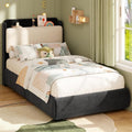 bedroom bed frame recessed shelf platform bed headboard - Temu