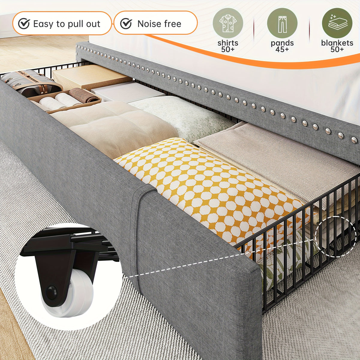 king size upholstered storage bed 3 drawers 2 tier - Temu