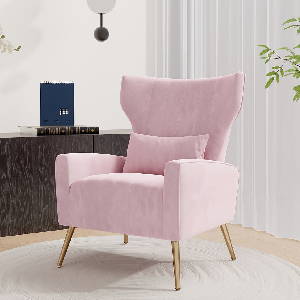 velvet accent chair wingback living room high back arm chair - Temu