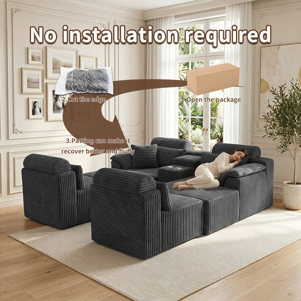 luxury u shaped modular living room sofa cup holders - Temu