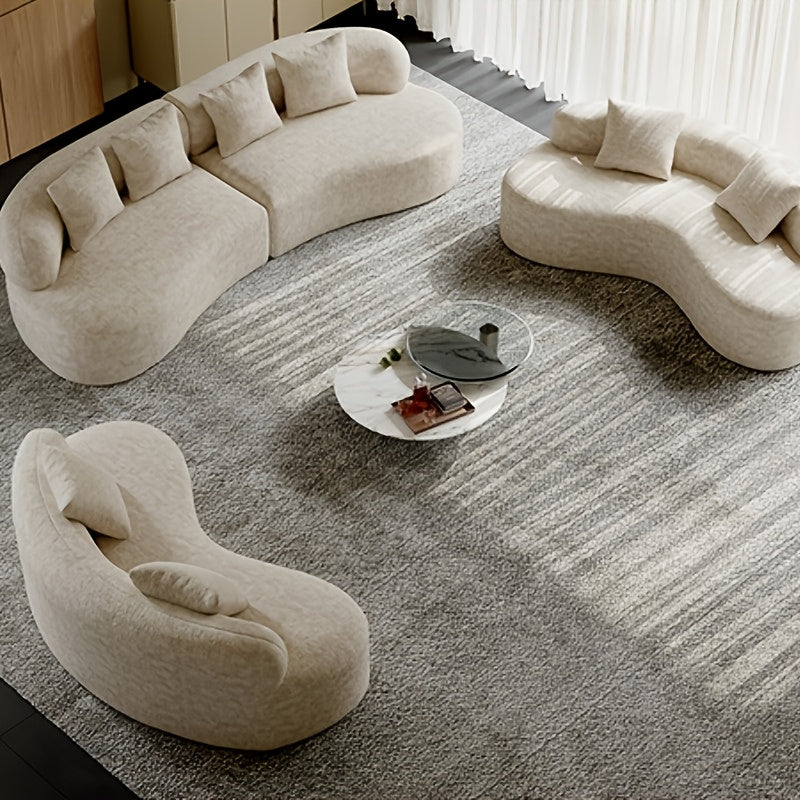 modern chenille compression curved sofa 2 throw pillows - Temu