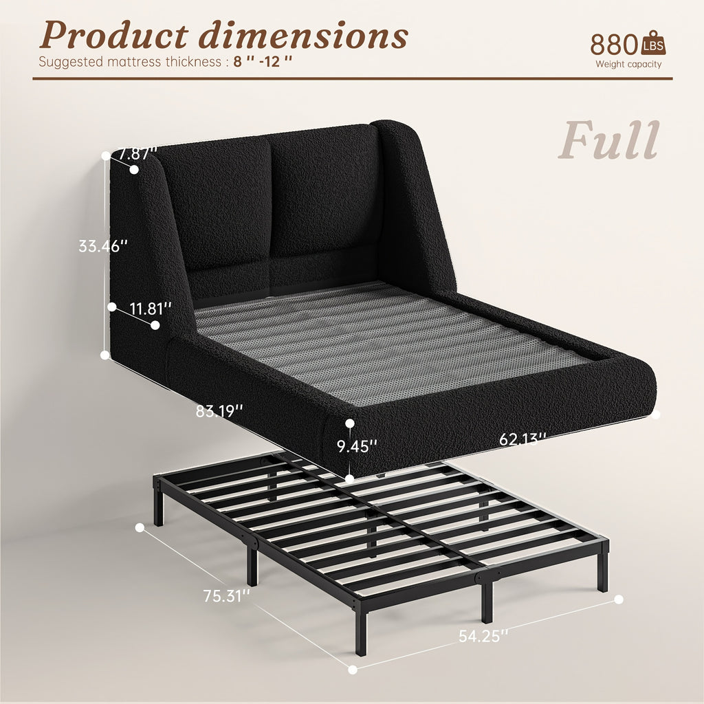 bohemian cloud bed frame queen size 5 sherpa headboard low - Temu