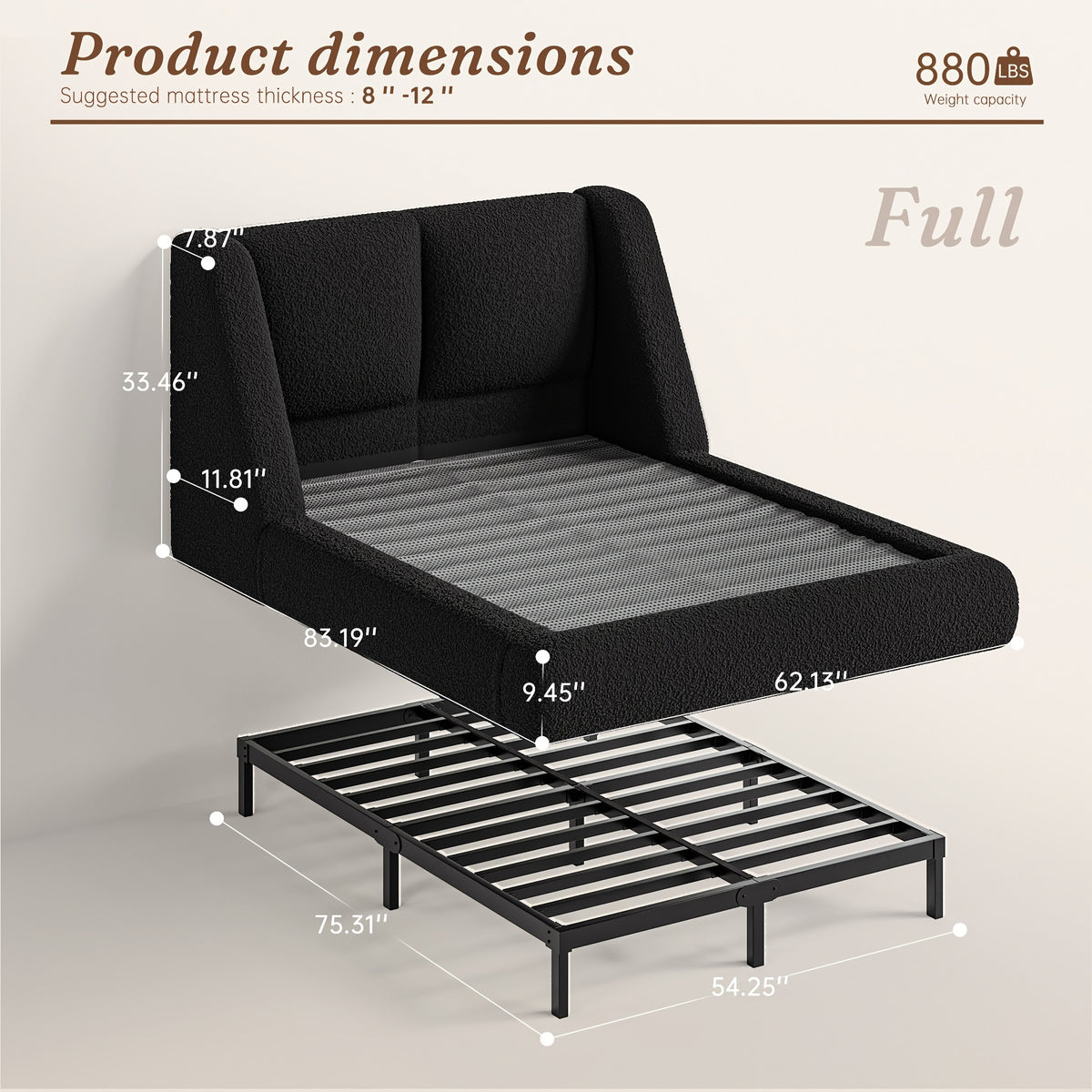 bohemian cloud bed frame queen size 5 sherpa headboard low - Temu
