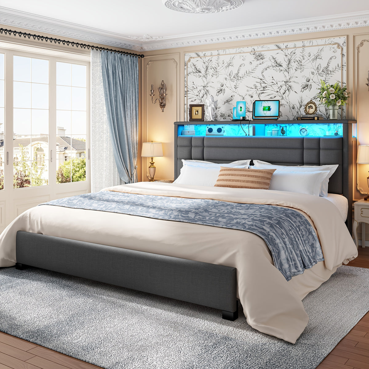 bed frame charging station led lights full bed frame 2 tier - Temu
