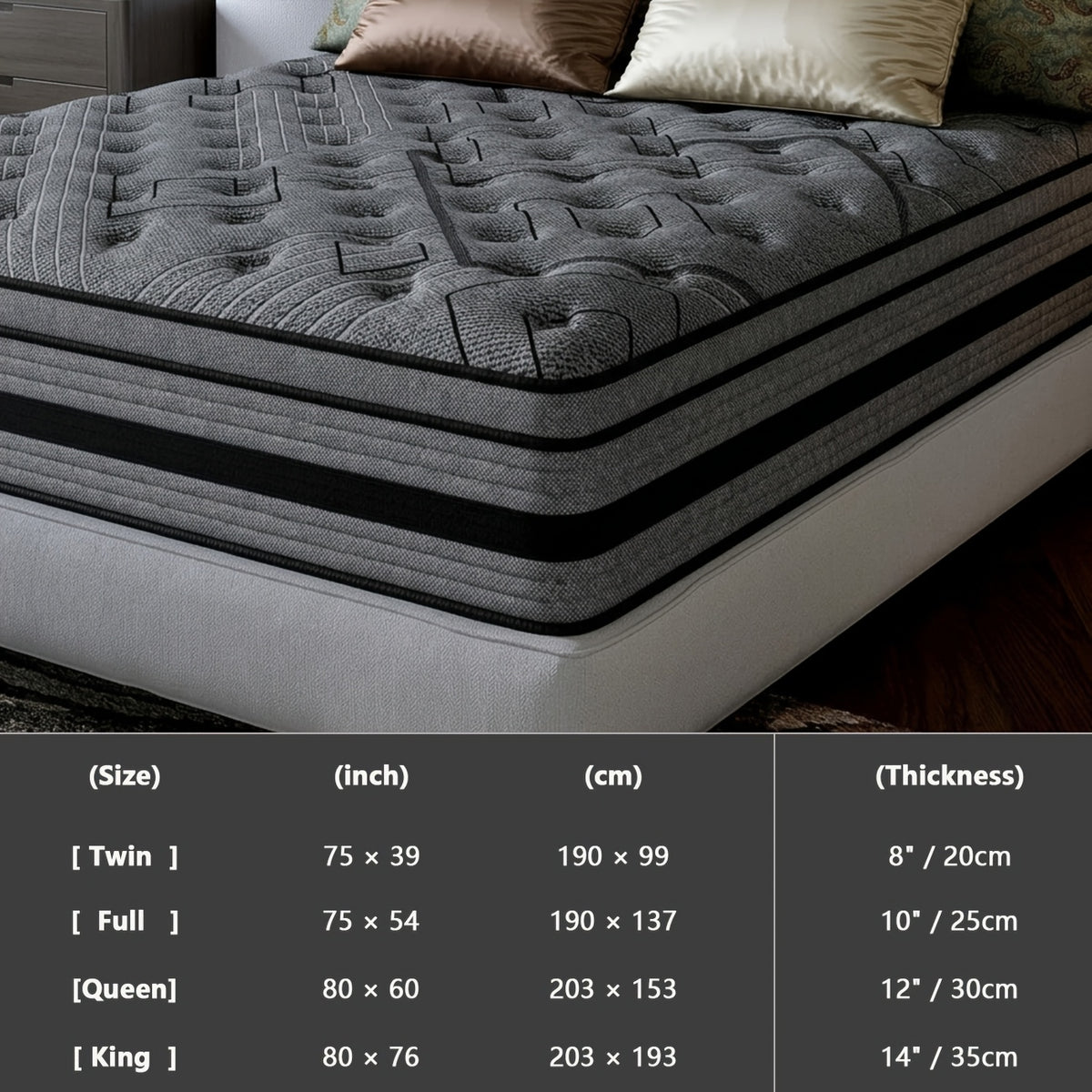 12 14 gel memory foam     twin full queen - Temu