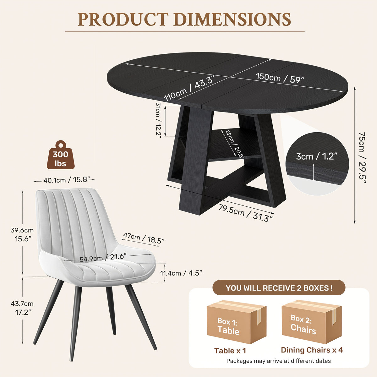 5pcs modern extendable oval dining table set suitable 4 - Temu