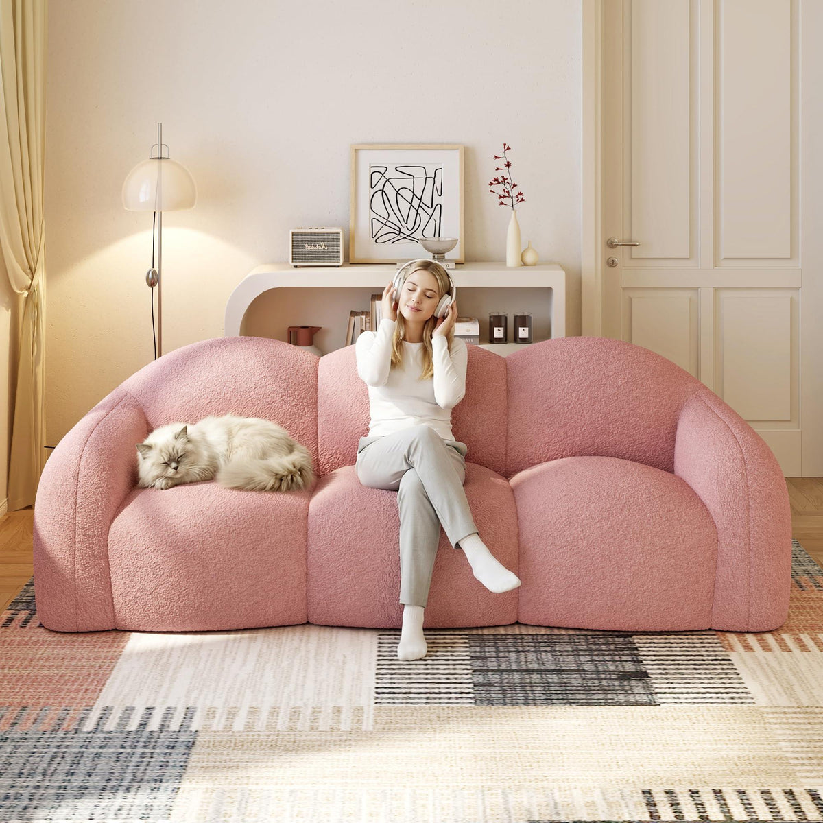 92 15 modern cloud couch soft teddy fleece lazy sofa - Temu