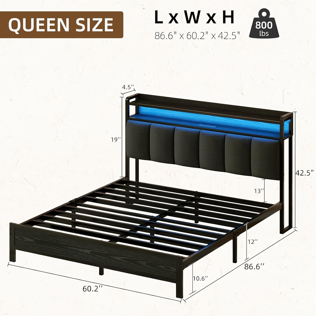 twin full queen king bed frame storage headboard upholstered - Temu