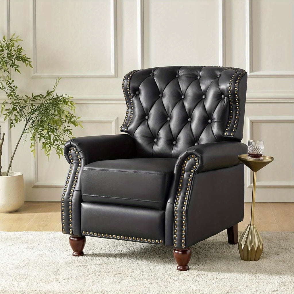 genuine leather recliner chair solid wood legs modern - Temu