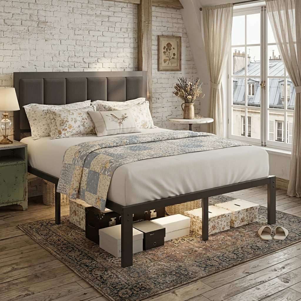 metal platform bed frame led lights charging station usb - Temu