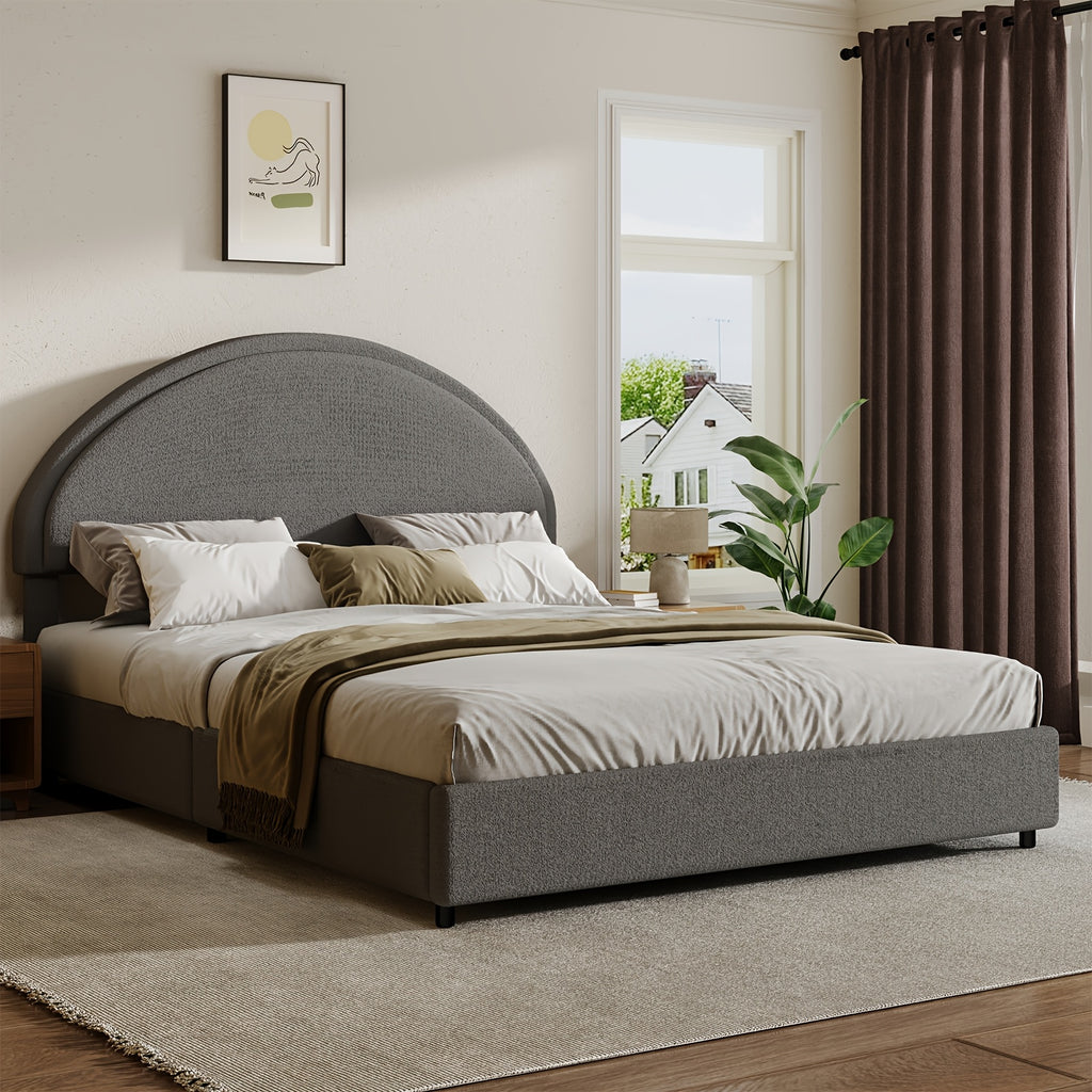 twin full queen king bed frame boucle upholstered headboard - Temu