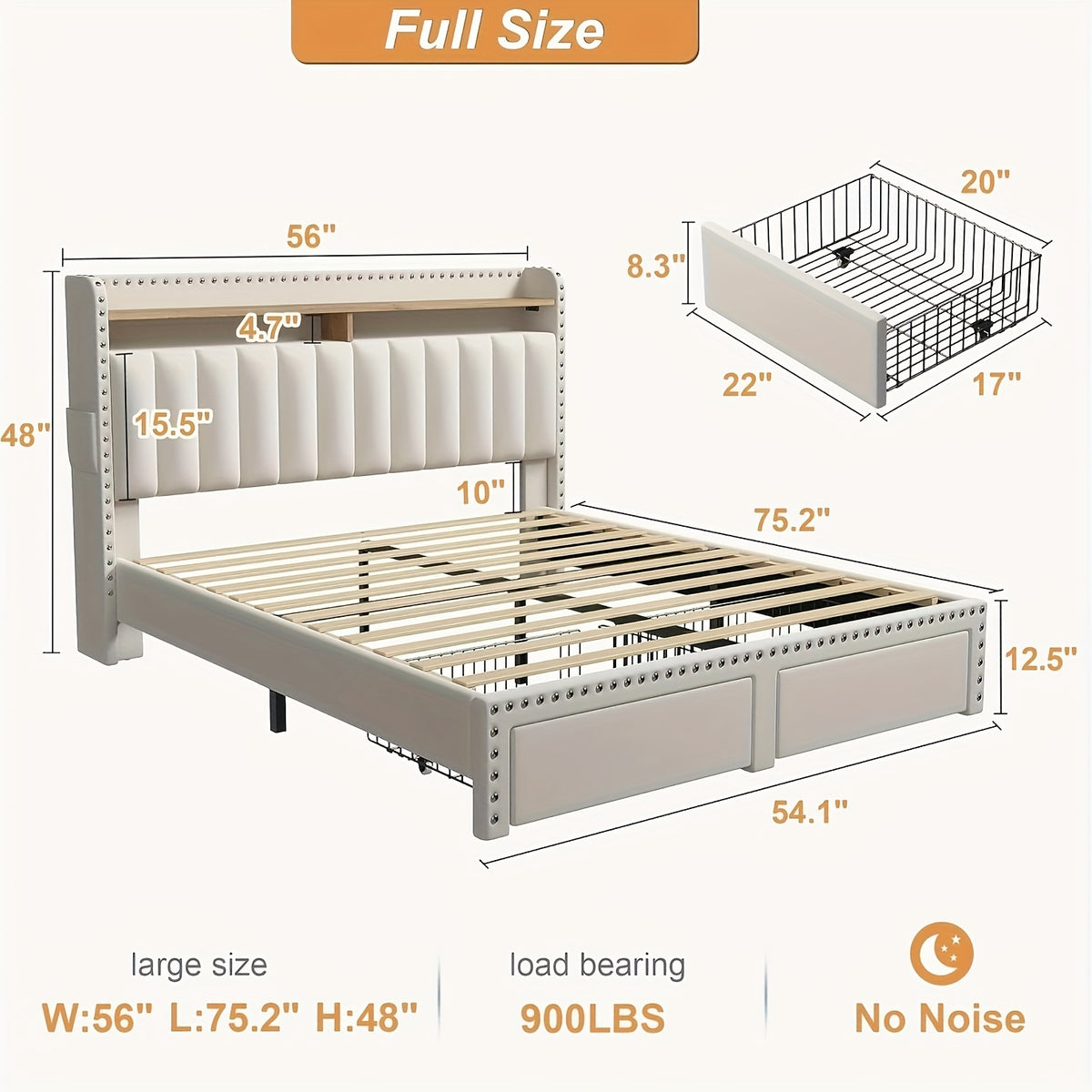 king size upholstered bed frame storage 2 tier headboard 2 - Temu