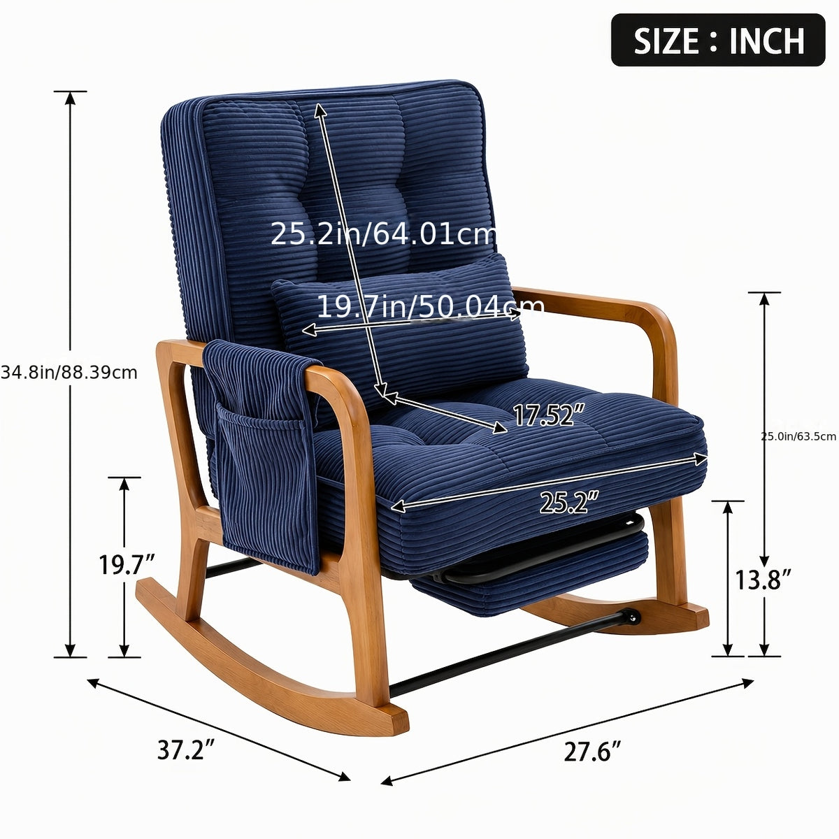 rocking accent chair   adjustable backrest corduroy - Temu